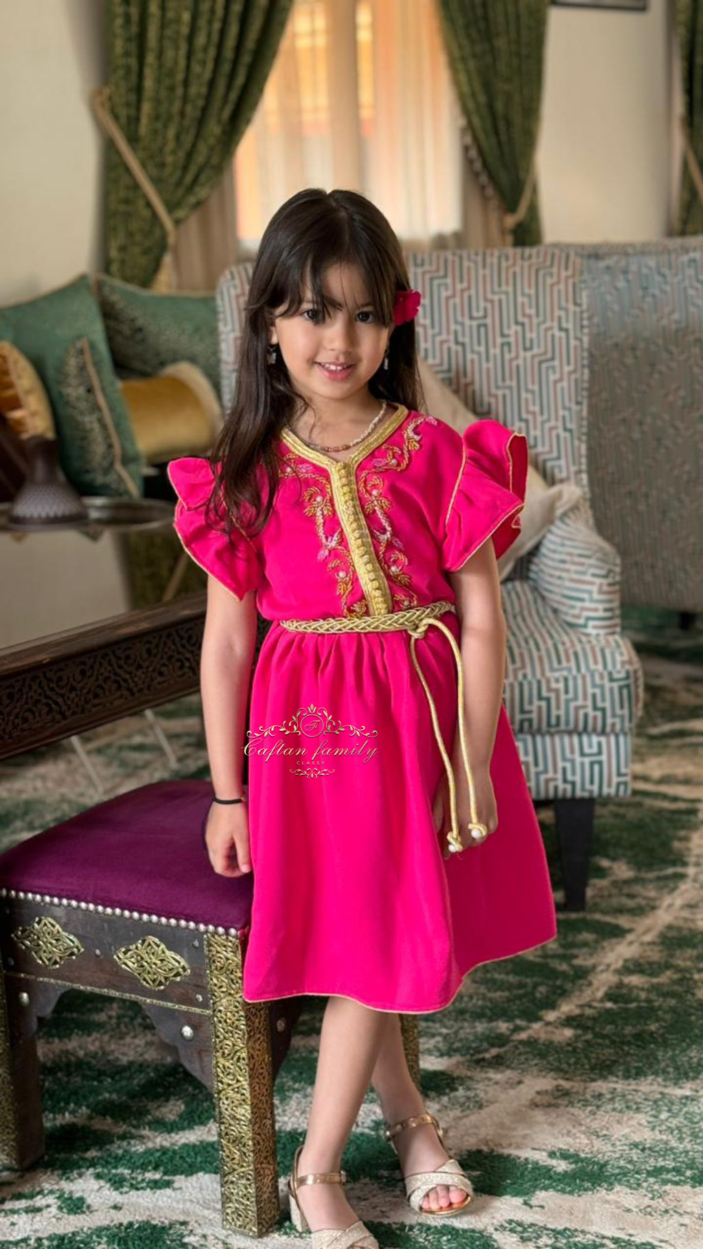 Caftan Enfant Robe Caftan Rouge Takchita Fille Caftan Enfant Robe