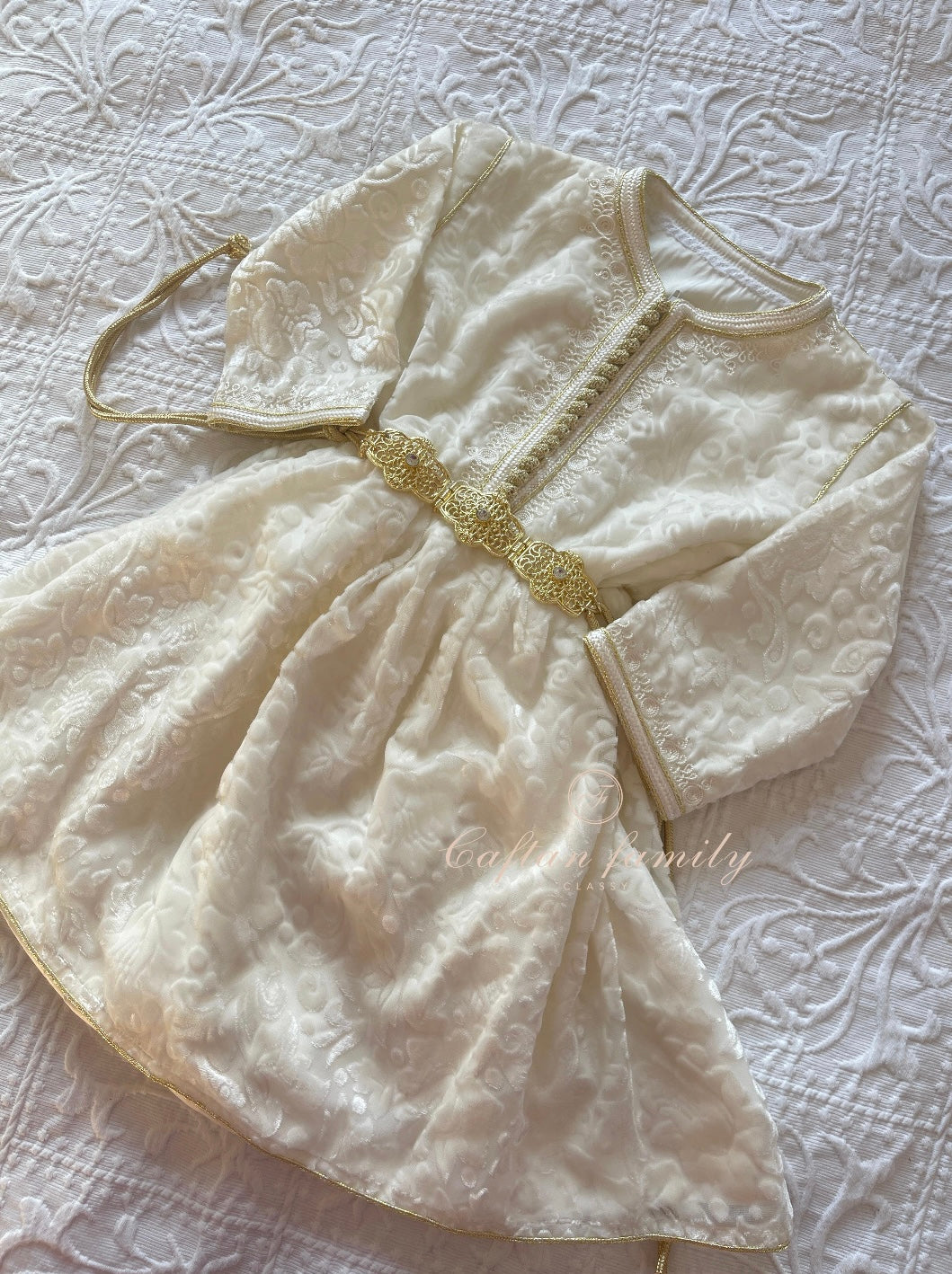 Caftan velvet tlija Layane crème