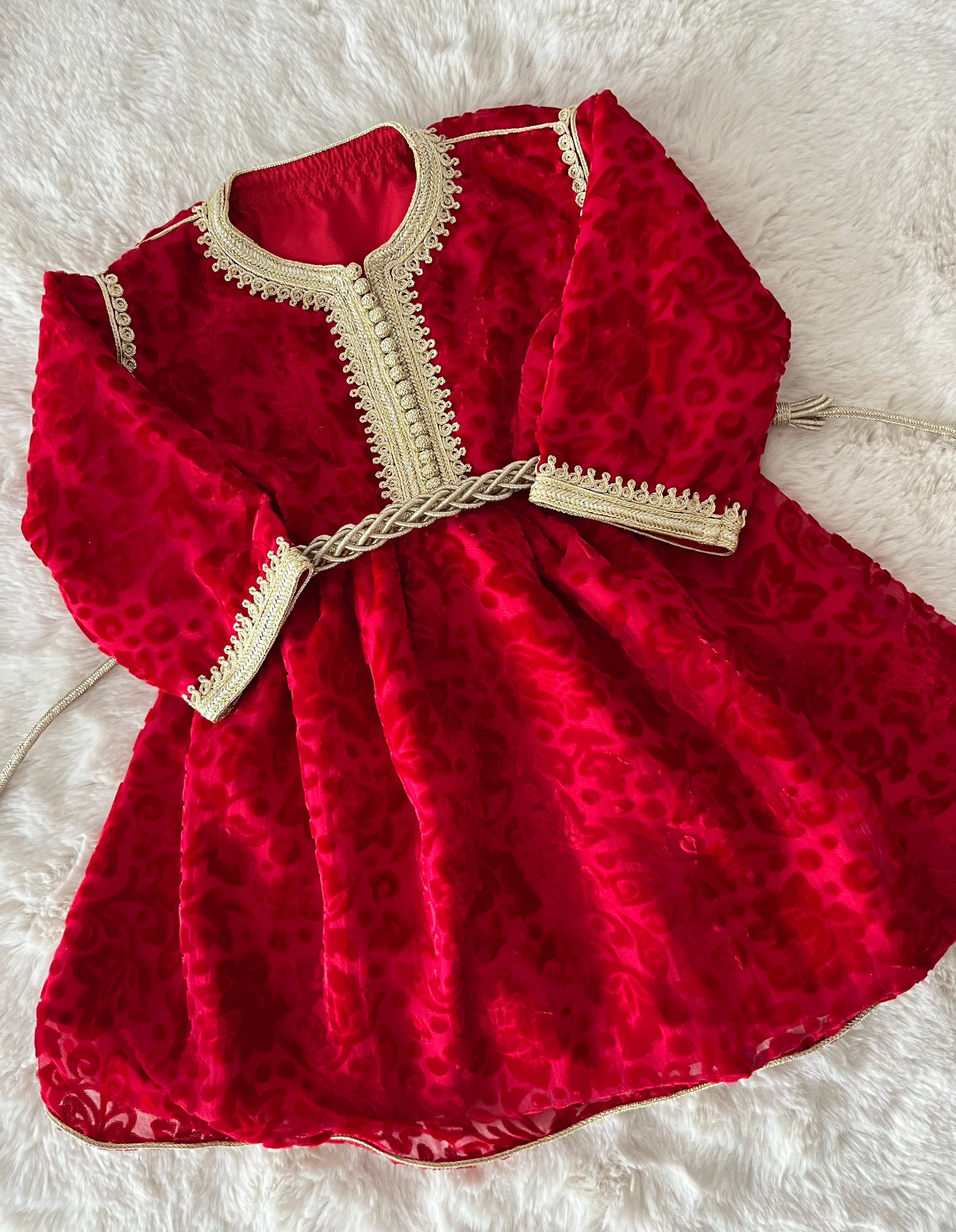 Caftan velvet tlija Layane rouge