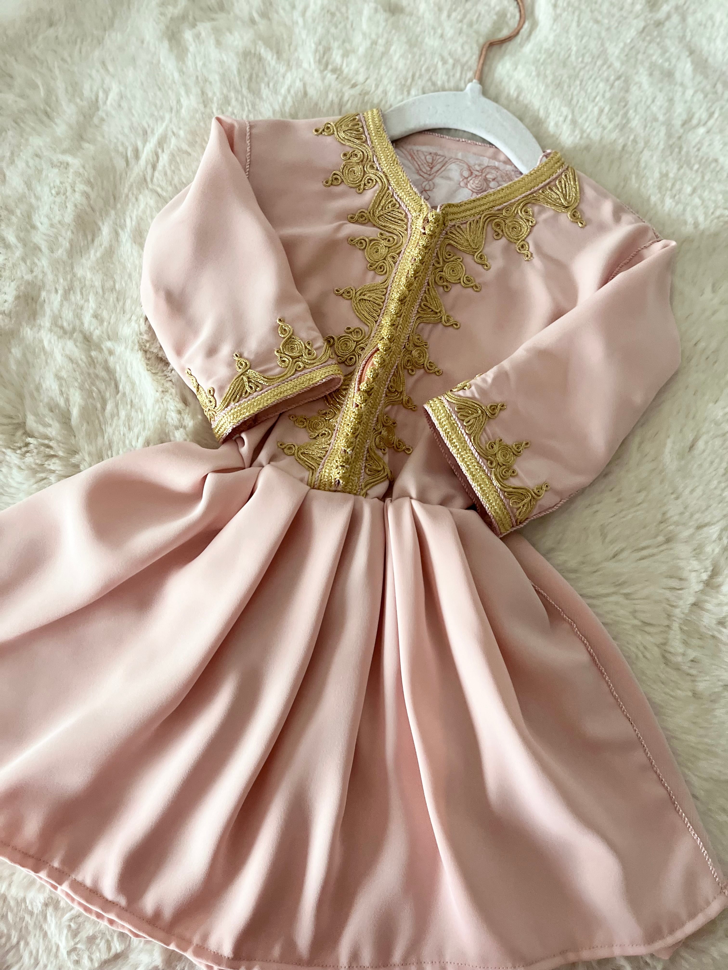 Caftan robe Kahina rose bébé