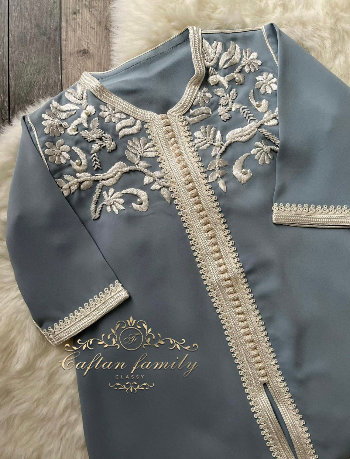 Caftan Asmae bleu gris