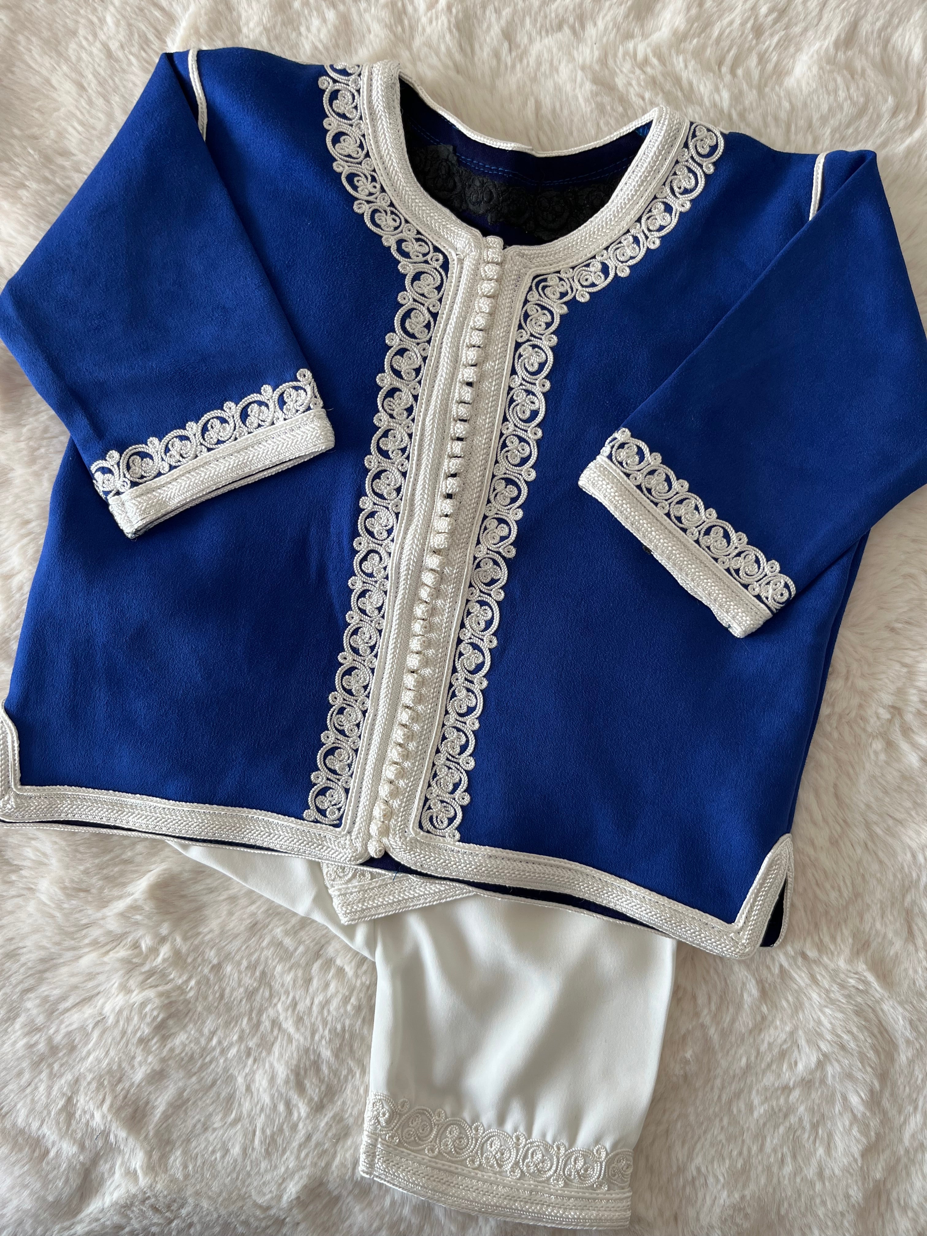 Jabador en daim bleu roi sfifa blanche