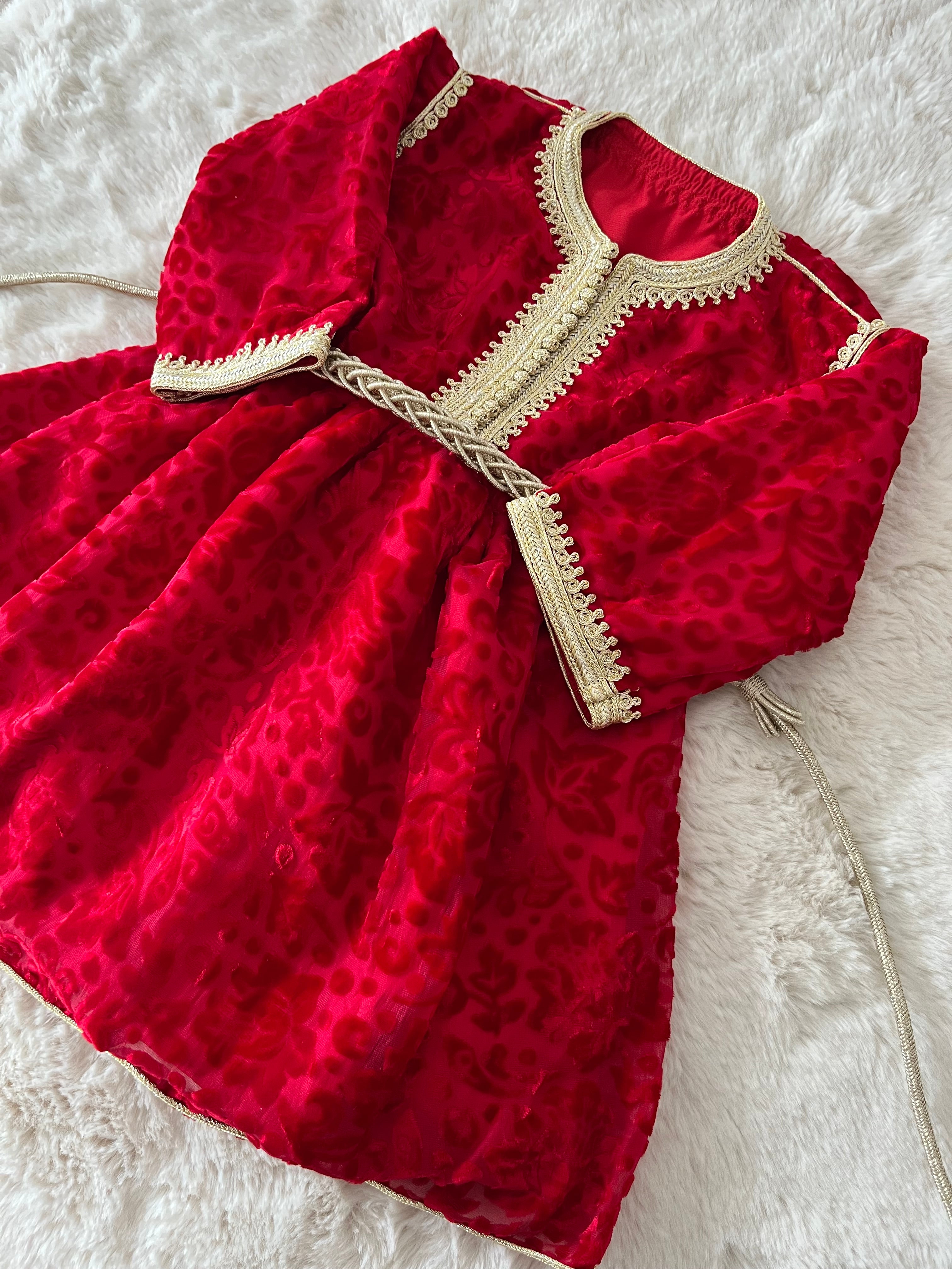 Caftan velvet tlija Layane rouge