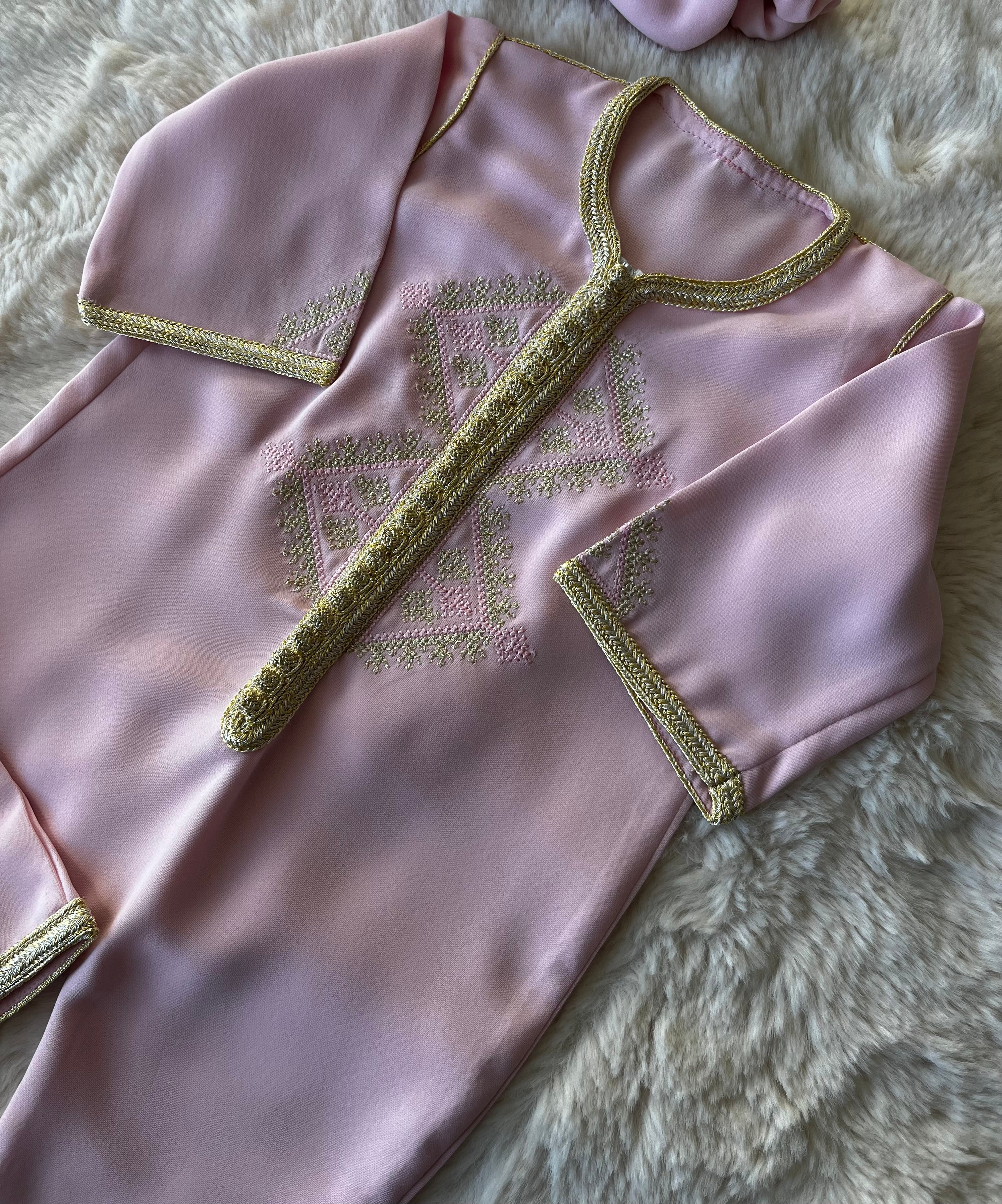 Grenouillère brodée Safia baby pink