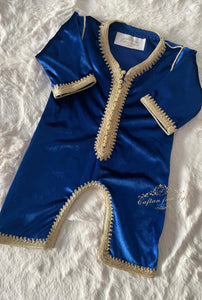 Grenouillère velour bleu royale