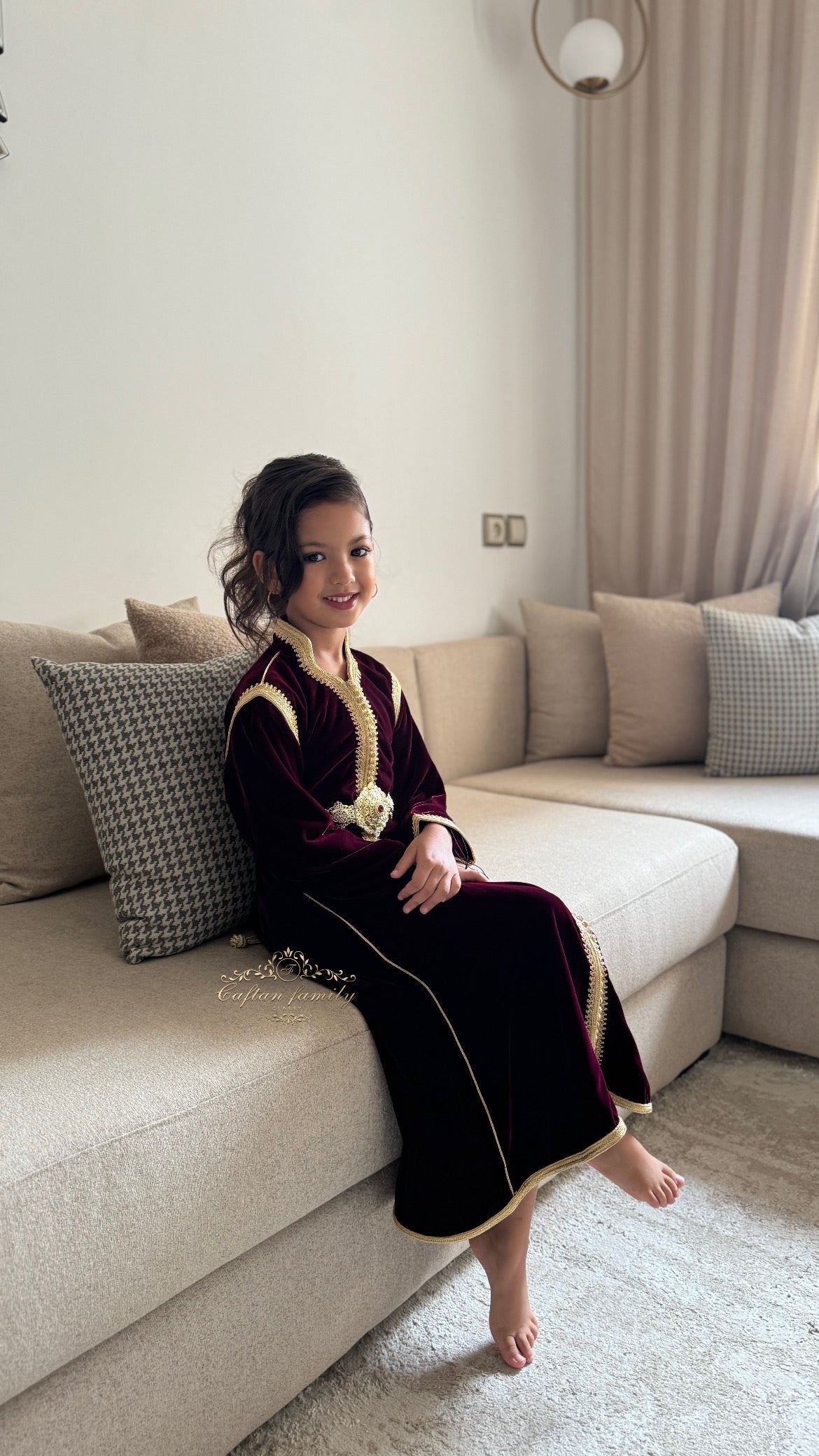 Caftan Yaqoût velours bordeaux